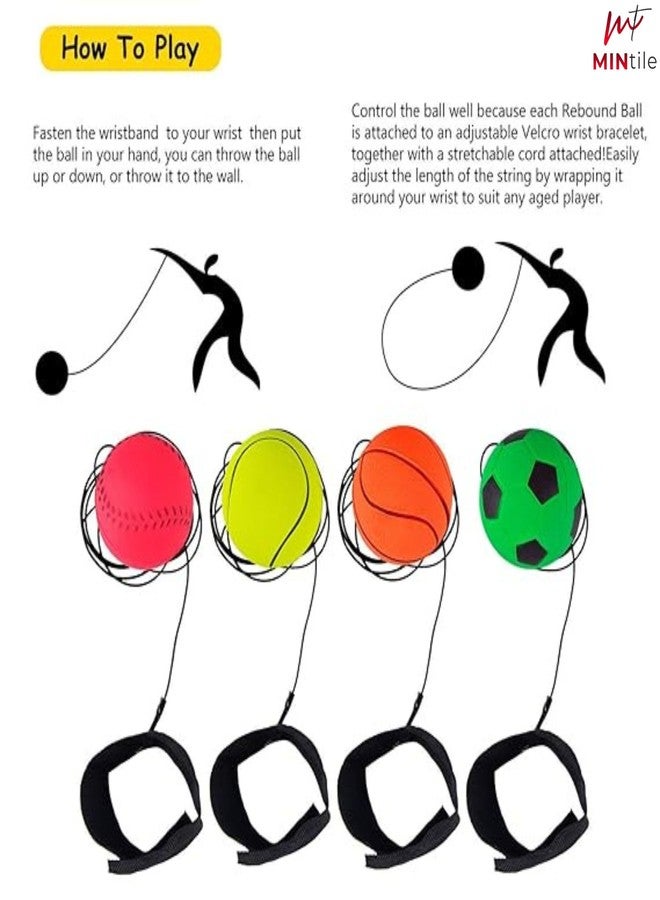 MINtile كرة مينتيل يويو النطاطة مع حزام معصم قابل للتعديل - لعبة رمي والتقاط ملونة للأطفال من الجنسين | لعبة ارتداد آمنة | تخفيف التوتر | هدية تذكارية لحفلات أعياد الميلاد (عبوة من قطعتين) - Image 5